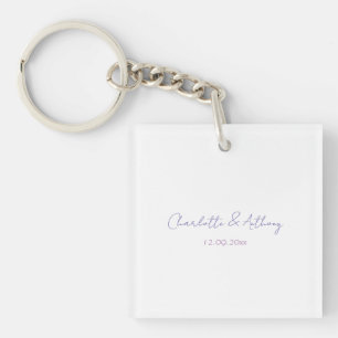 Porte-clefs Mariage Calligraphie Élégante Noms Créatifs & Date