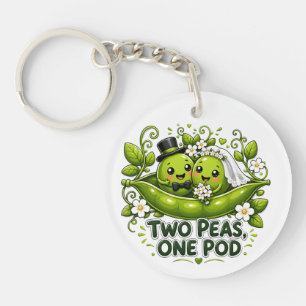 Porte-clefs Mariage Deux Petits Pois en Un Cosse