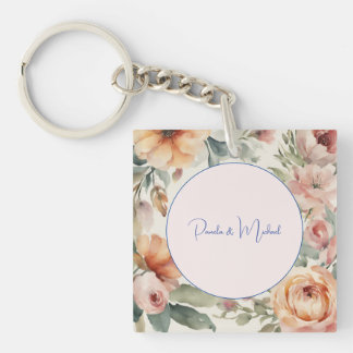 Porte-clefs Mariage Élégant minimaliste classique floral