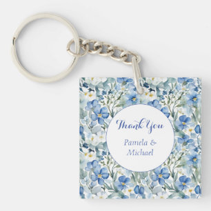Porte-clefs Mariage élégant minimaliste classique Merci bleu c