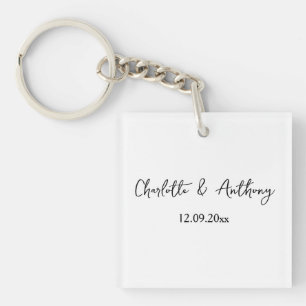 Porte-clefs Mariage Élégant Script Creative Black White