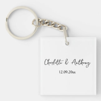 Porte-clefs Mariage Élégant Script Creative Black White