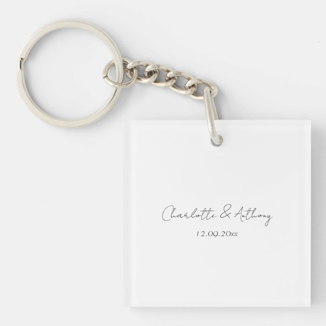 Porte-clefs Mariage Élégante calligraphie Créative Noir Blanc (Devant)