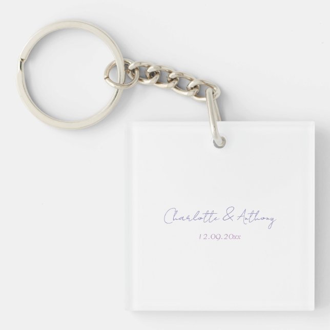 Porte-clefs Mariage Élégante Calligraphie Noms & Date Créatifs (Devant)