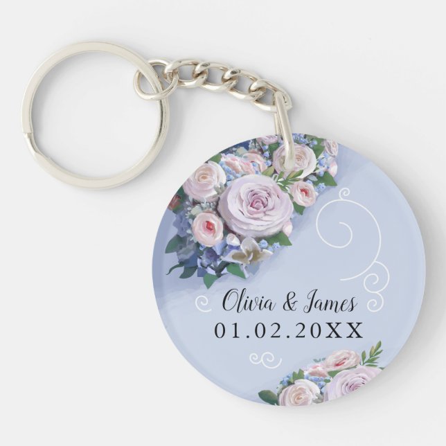 Porte-clefs Mariage en couple Rose de Peony pour Porte - clé f (Devant)