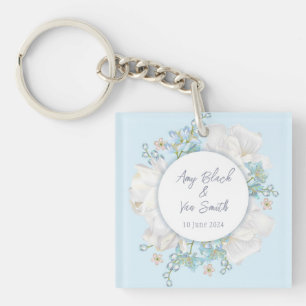 Porte-clefs Mariage floral bleu Tulip