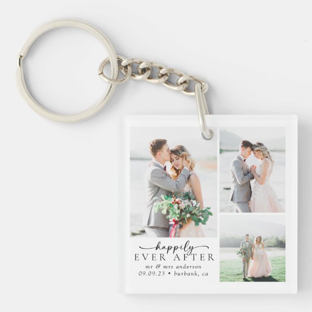 Porte-clefs Mariage minimaliste de calligraphie photo (Devant)