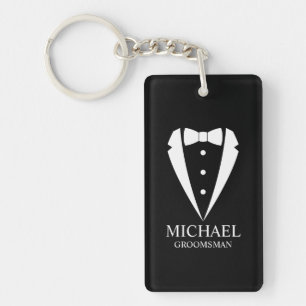 Porte-clefs Mariage noir Tuxedo Suit Groomsmen personnalisé