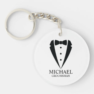 Porte-clefs Mariage noir Tuxedo Suit Groomsmen personnalisé