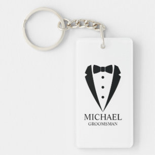 Porte-clefs Mariage noir Tuxedo Suit Groomsmen personnalisé