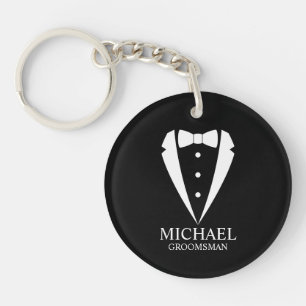 Porte-clefs Mariage noir Tuxedo Suit Groomsmen personnalisé