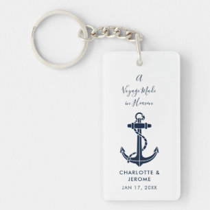 Porte-clefs Mariage personnalisé avec ancre nautique