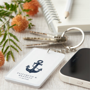 Porte-clefs Mariage personnalisé sur le thème nautique avec un
