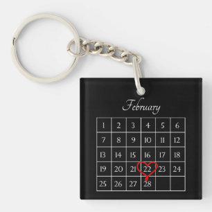 Porte-clefs Mariage photo noir Date Calendrier personnalisé