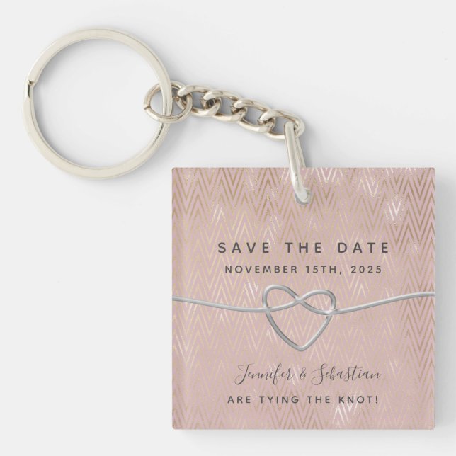Porte-clefs Mariage rose Enregistrer La Date Invitation (Devant)
