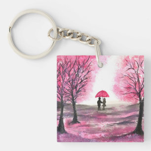 Porte-clefs Mariage rustique amour couple cerisier fleurs arbr
