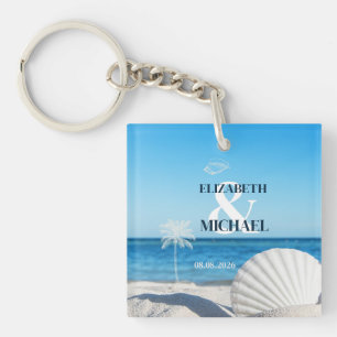 Porte-clefs Mariage Tropical sur une Plage Océane