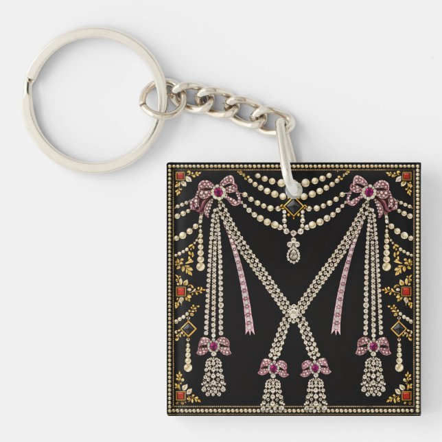 Porte-clefs Marie Antoinette French Inspired Design Bejewelled (Devant)