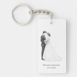 Porte-clefs Mariée et marié face à face en art