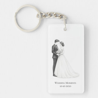 Porte-clefs Mariée et marié face à face en art