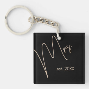 Porte-clefs Mariée moderne   Beige + noir