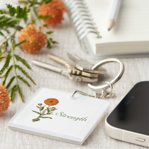 Porte-clefs Marigold Fleur Botanique Personnalisé Pesonalisé