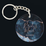 Porte-clefs Marine Bleu et Rose or huile Agate Marbre Bridesma<br><div class="desc">Marine Blue & Rose Gold Foil Aquarelle Marbre Agate Géode Doré Design,  avec polices Moderne et Script. Mariage branché et chic Bridesmaid porte - clé! ~ Regardez ma boutique pour voir l'ensemble de la suite mariage pour ce design!</div>