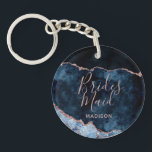 Porte-clefs Marine Bleu et Rose or huile Agate Marbre Bridesma<br><div class="desc">Marine Blue & Rose Gold Foil Aquarelle Marbre Agate Géode Doré Design,  avec polices Moderne et Script. Mariage branché et chic Bridesmaid porte - clé! ~ Regardez ma boutique pour voir l'ensemble de la suite mariage pour ce design!</div>