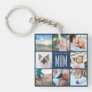 Porte-clefs Marine bleu Fête des mères Maman Famille Photo Col