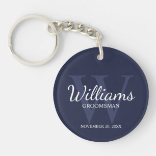 Porte-clefs Marine Personnalisé Script Groomsmen nom&Monogramm