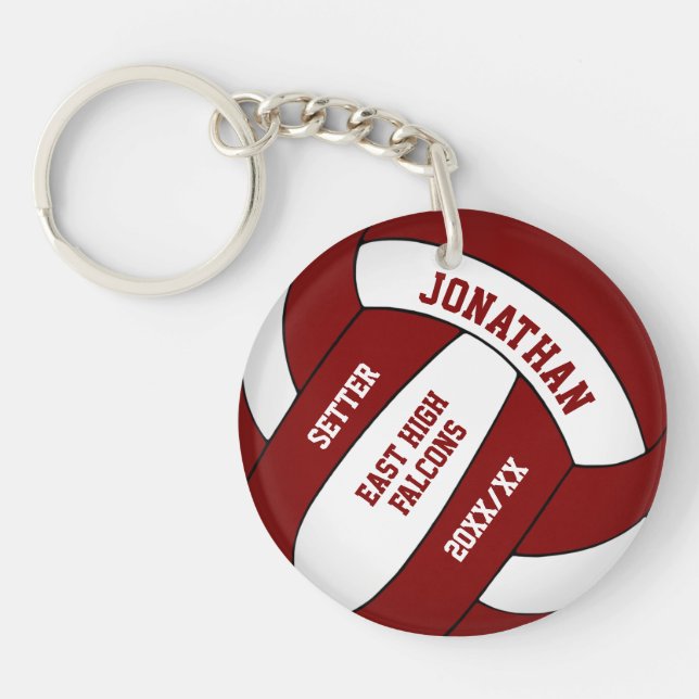 Porte-clefs maroon blanc couleurs de l'équipe sur mesure garço (Devant)