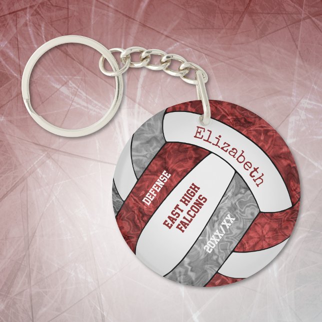 Porte-clefs Maroon gris girly sport sur mesure volley-ball (Créateur téléchargé)