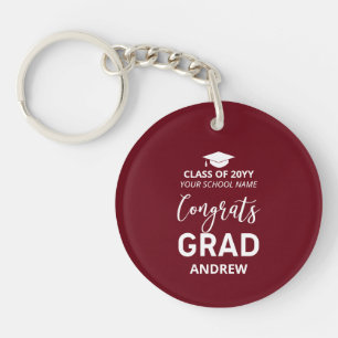 Porte-clefs Maroon Red Votre nom Photo Cadeau 2023 Graduation