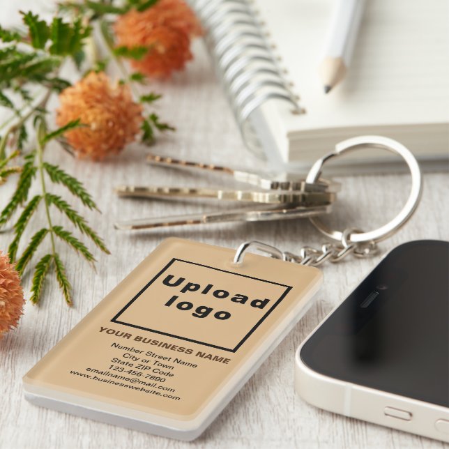 Porte-clefs Marque commerciale sur rectangle en acrylique brun (Devant droit)