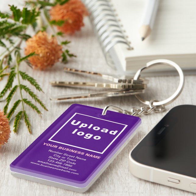 Porte-clefs Marque commerciale sur rectangle en acrylique viol (Devant droit)
