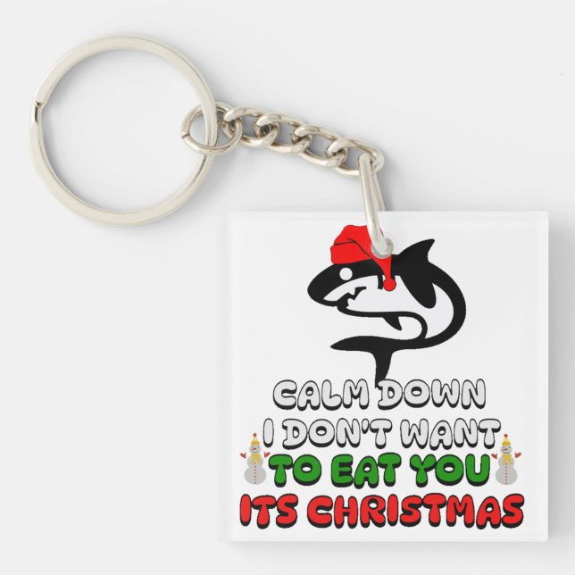 Porte-clefs marrant requin de noël mignon (Devant)