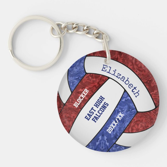 Porte-clefs marron bleu équipe personnalisée couleurs volleyba (Devant)