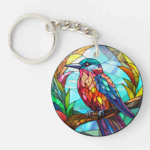 Porte-clefs Martin-pêcheur en verre coloré doux