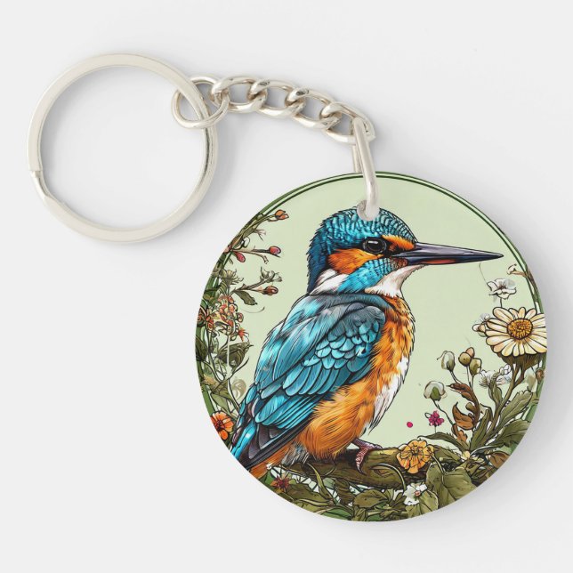 Porte-clefs Martin-pêcheur vibrant (Devant)