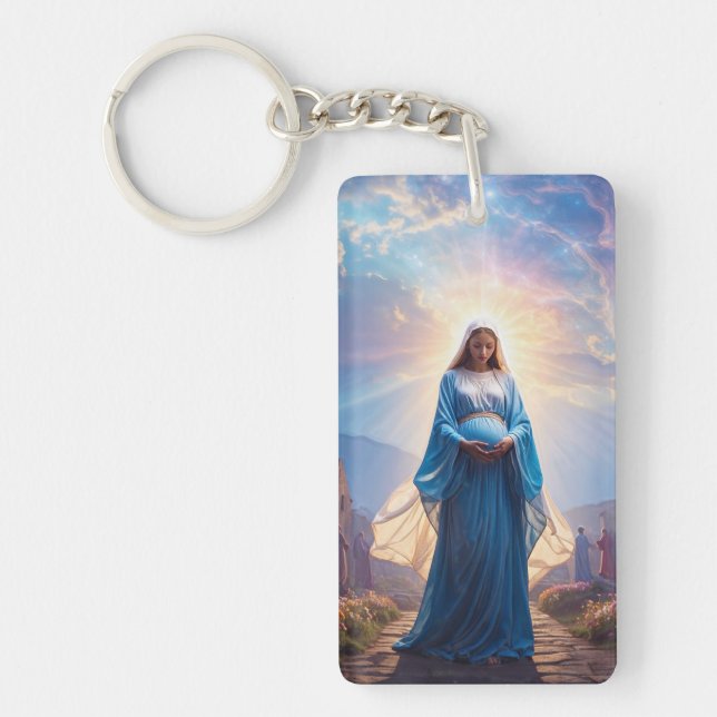 Porte-clefs Mary of Nazareth Walking Alone – Christian Artwork (Devant)