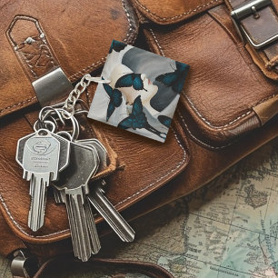 Porte-clefs Mascarade du Papillon Bleu Élégante Fantaisie