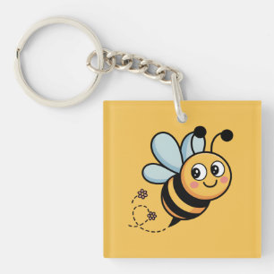 Porte-clefs Mascotte abeille enfantine avec piste en pointillé