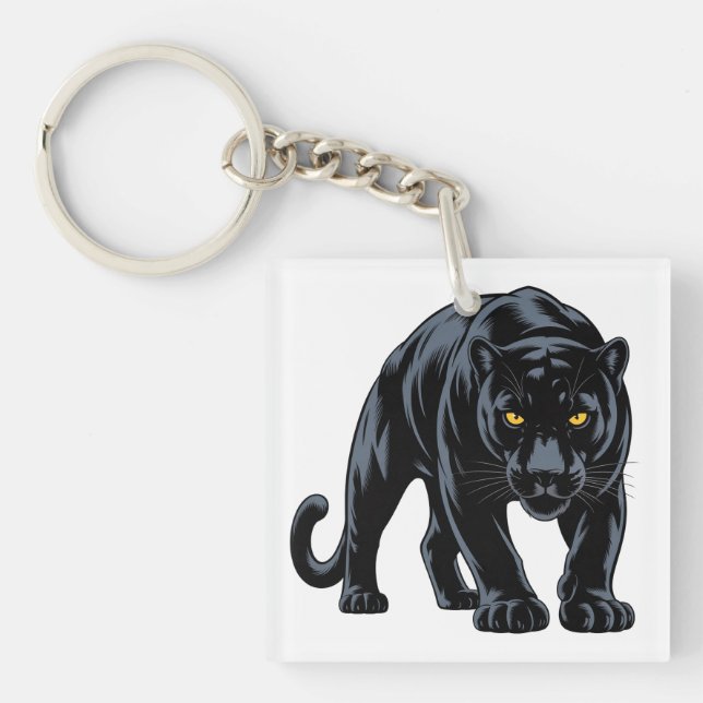 Porte-clefs Mascotte de la panthère noire qui rôde (Devant)