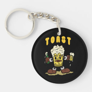 Porte-clefs Mascotte de toast à la bière