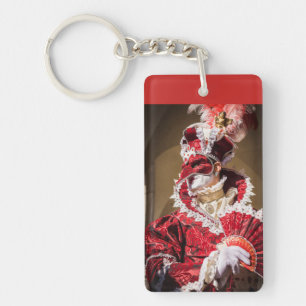 Porte-clefs Masque de carnaval rouge en Venise, Italie