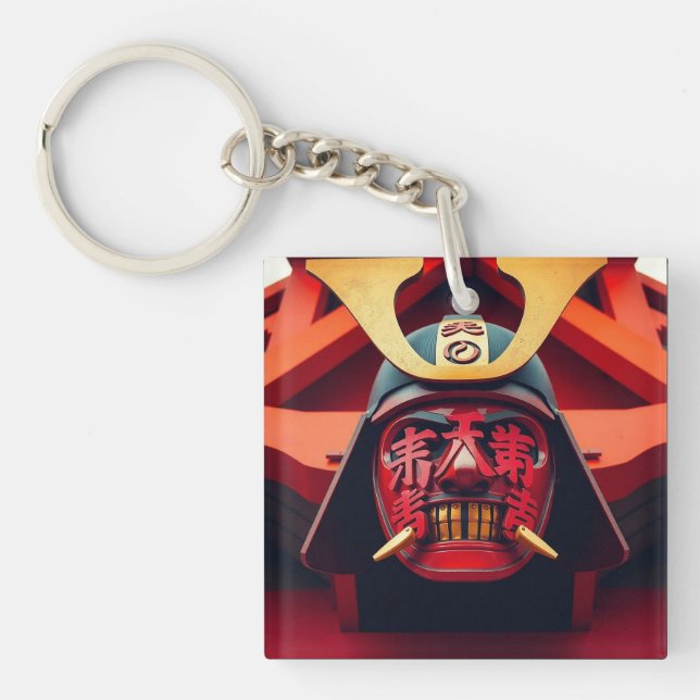 Porte-clefs Masque de samouraï anime rouge (Devant)