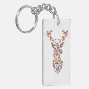 Porte-clefs Masque facial cerf floral