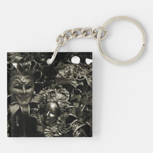 Porte-clefs Masques de mascarade gothique noir et blanc (Dos)