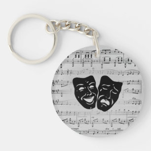 Porte-clefs Masques de musique et de théâtre argentés