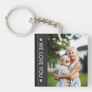 Porte-clefs Matte Black & Pink We Love You Photo